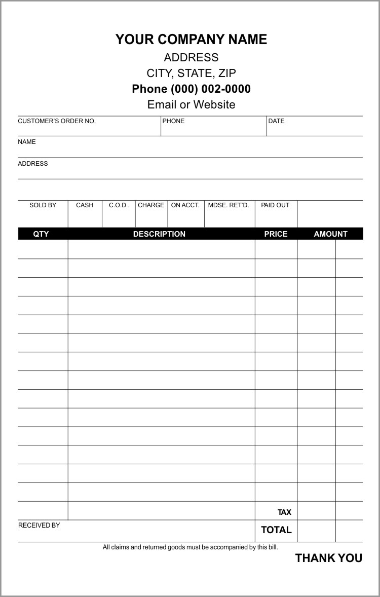 Sales Receipt Template Half Page Lighthouse Printing