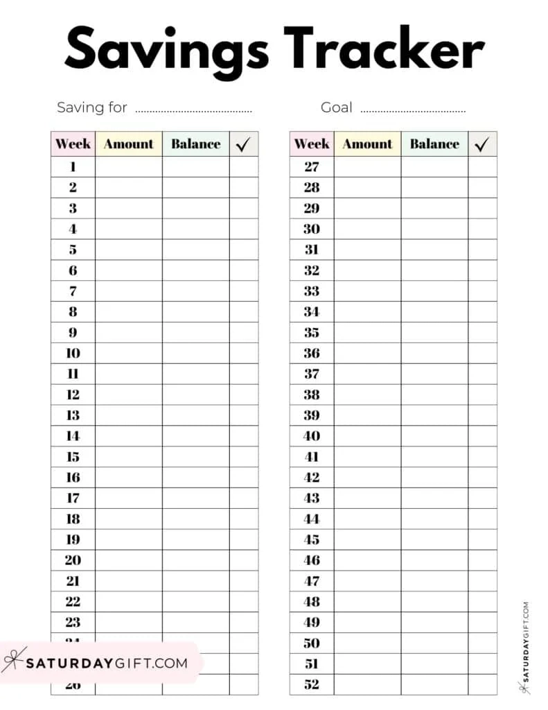 Savings Tracker Printable 51 Cute amp Free Templates