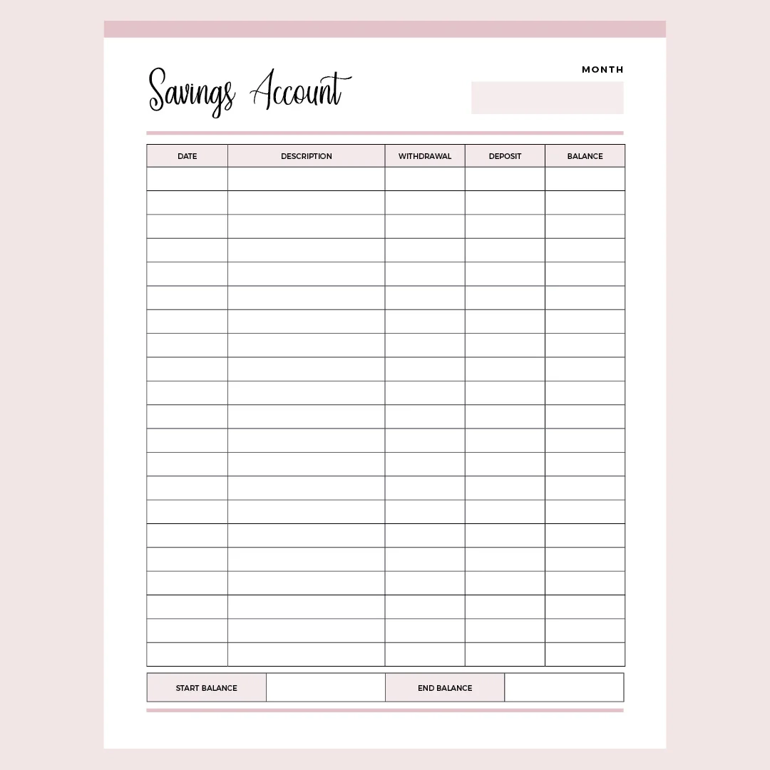 Savings Tracker Printable Instant Download PDF US Letter amp A4