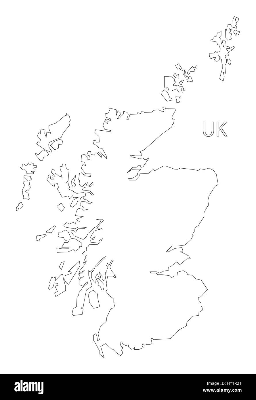 Scotland Map Outline Schwarzwei Stockfotos Und bilder Alamy