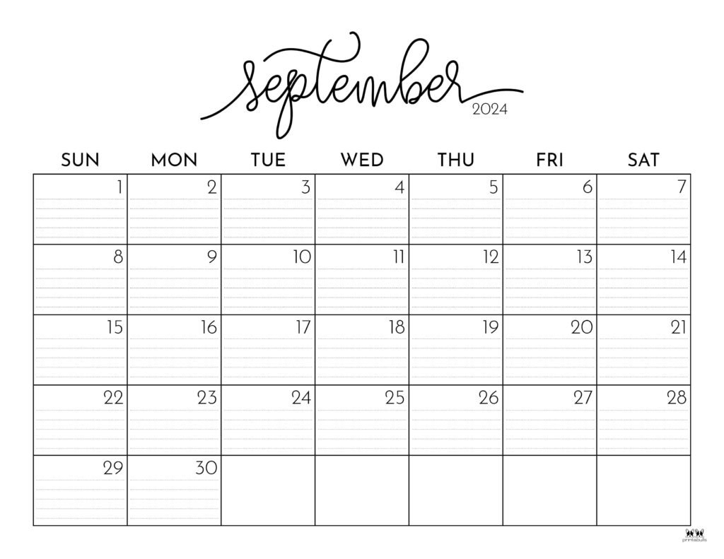 September Blank Printable Calendar