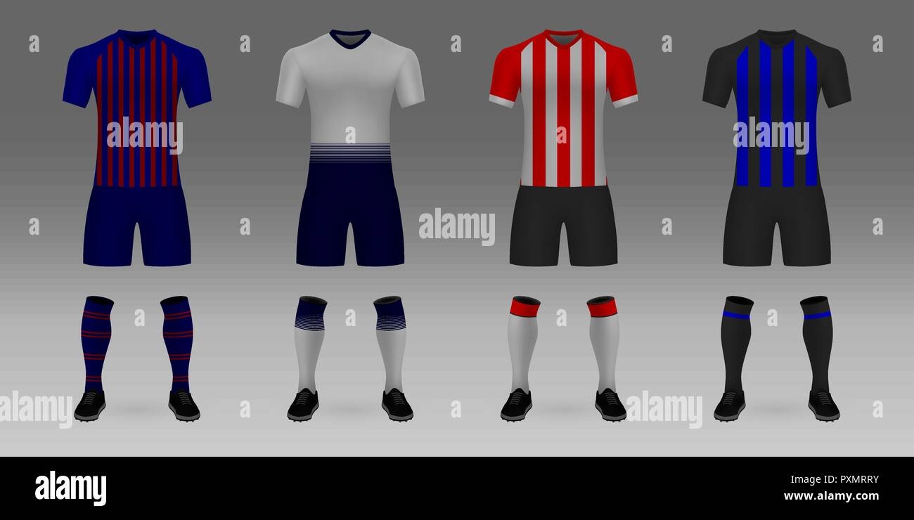 Set Of 3D Realistic Template Soccer Jersey Barcelona Tottenham 