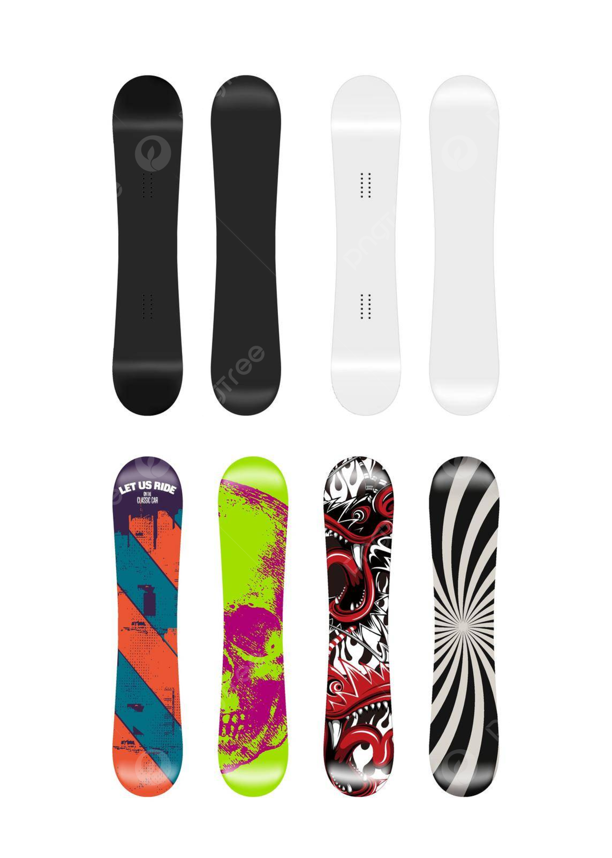 Printable Blank Snowboard Deck Drawing