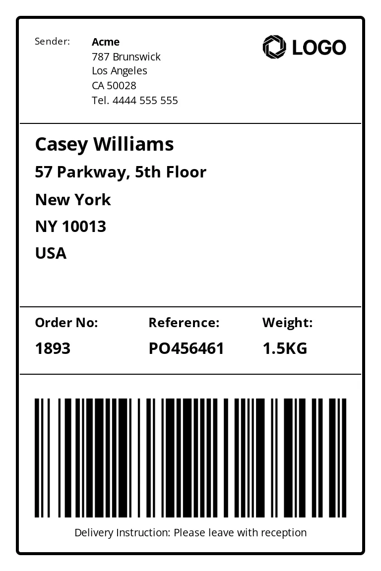 Shipping Label Template PDF Generation API