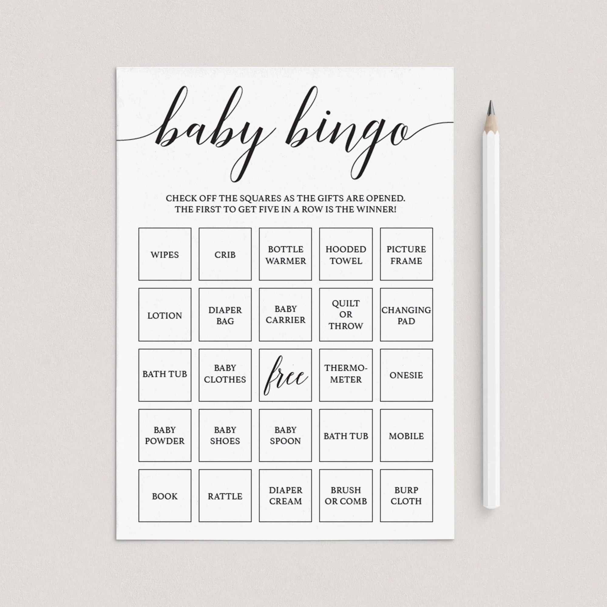 Baby Shower Blank Printable Bingo
