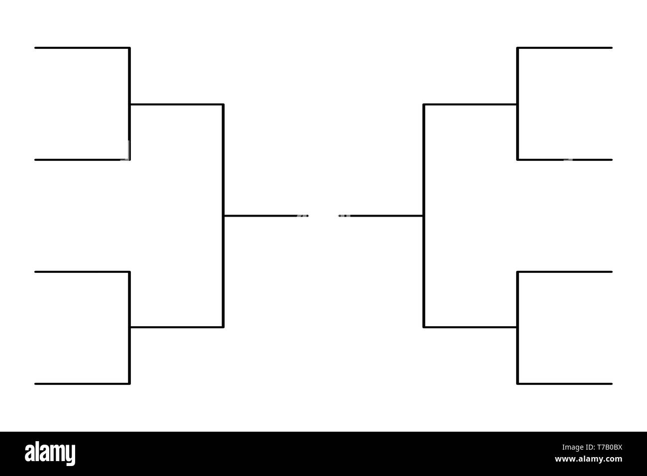 Simple Black Tournament Bracket Template For 8 Teams Isolated On 