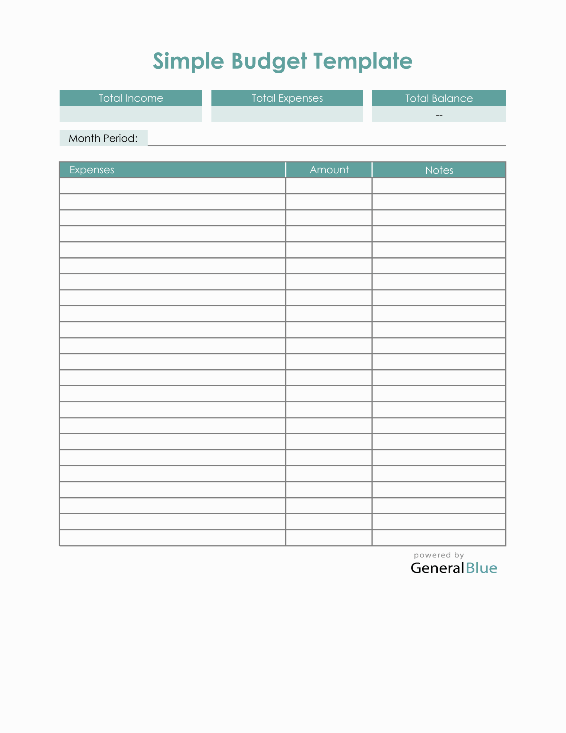 Simple Budget Template In Excel