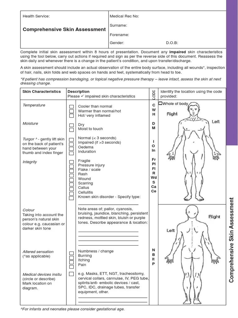 Skin Assessment Form PDF Clinical Medicine Health Sciences
