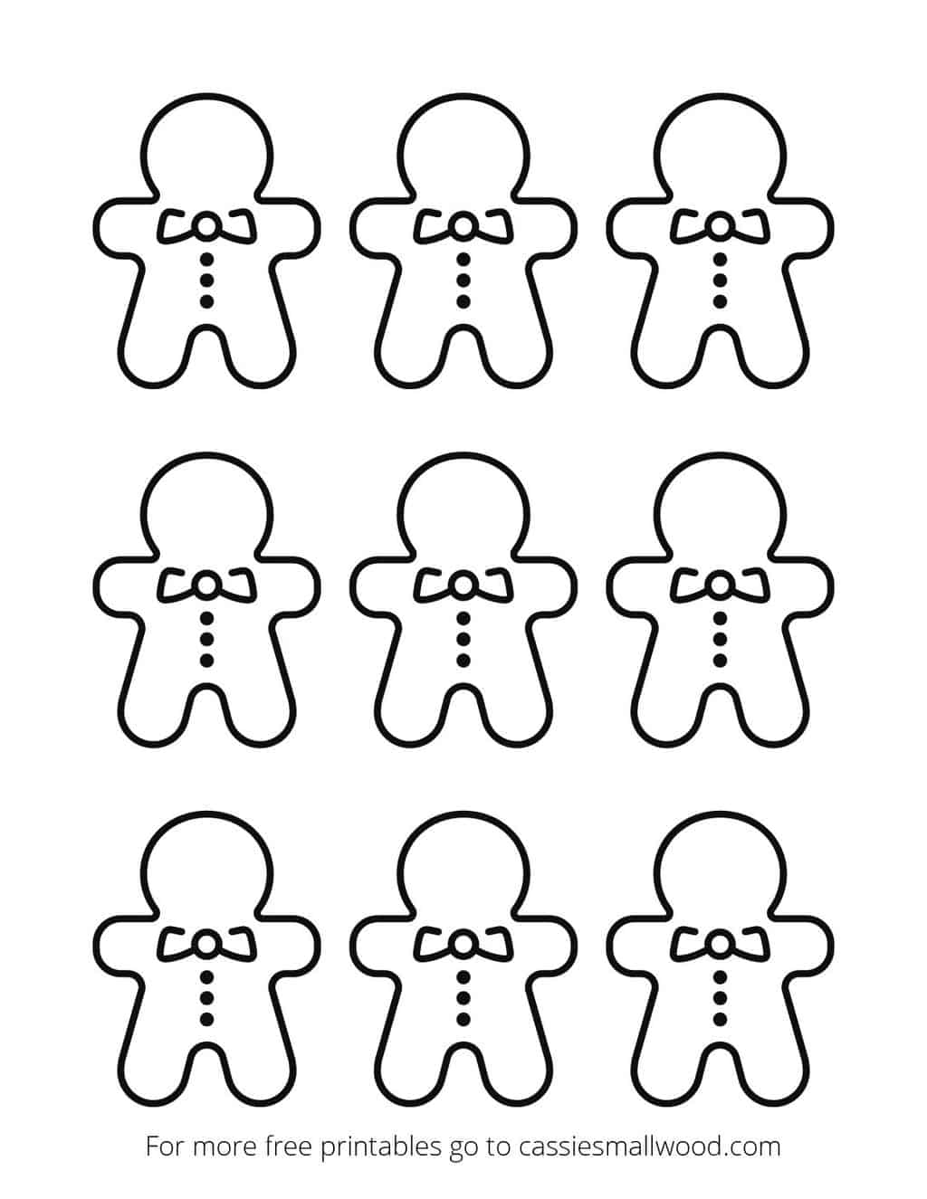 Small Blank Face Gingerbread Man Pattern Printable Cassie Smallwood