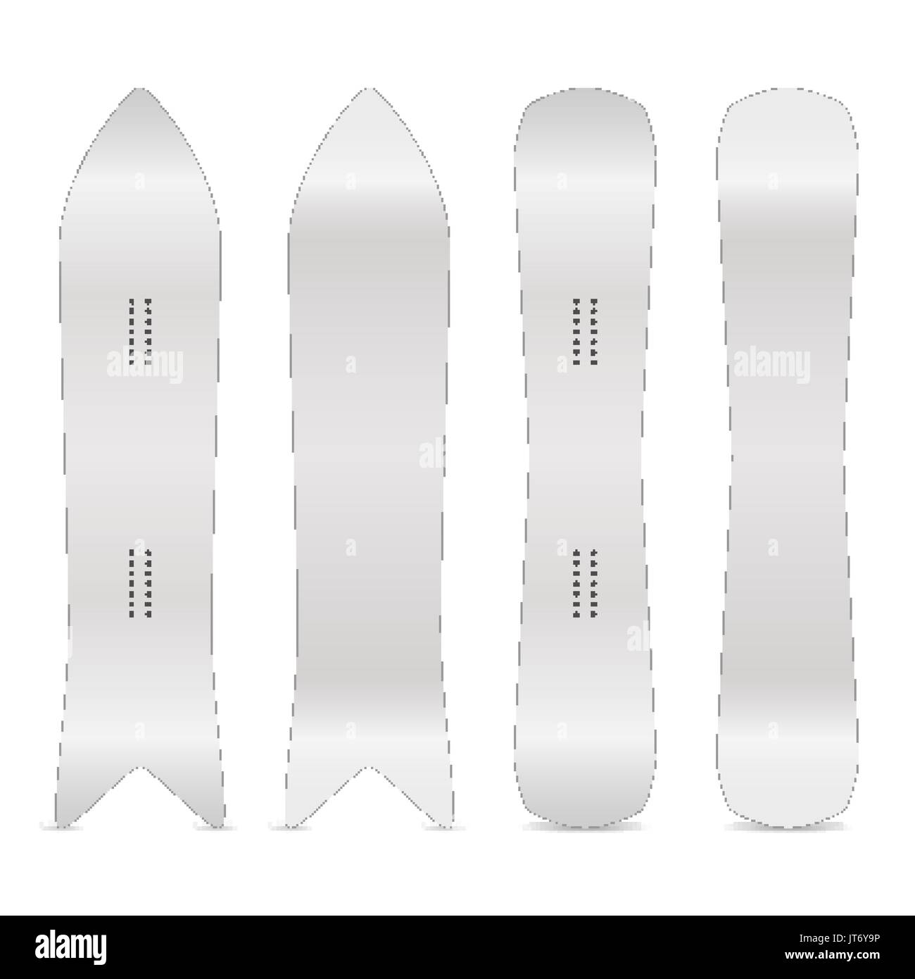 Snowboard Realistic Blank Set Vector Empty Clean White Snowboards 