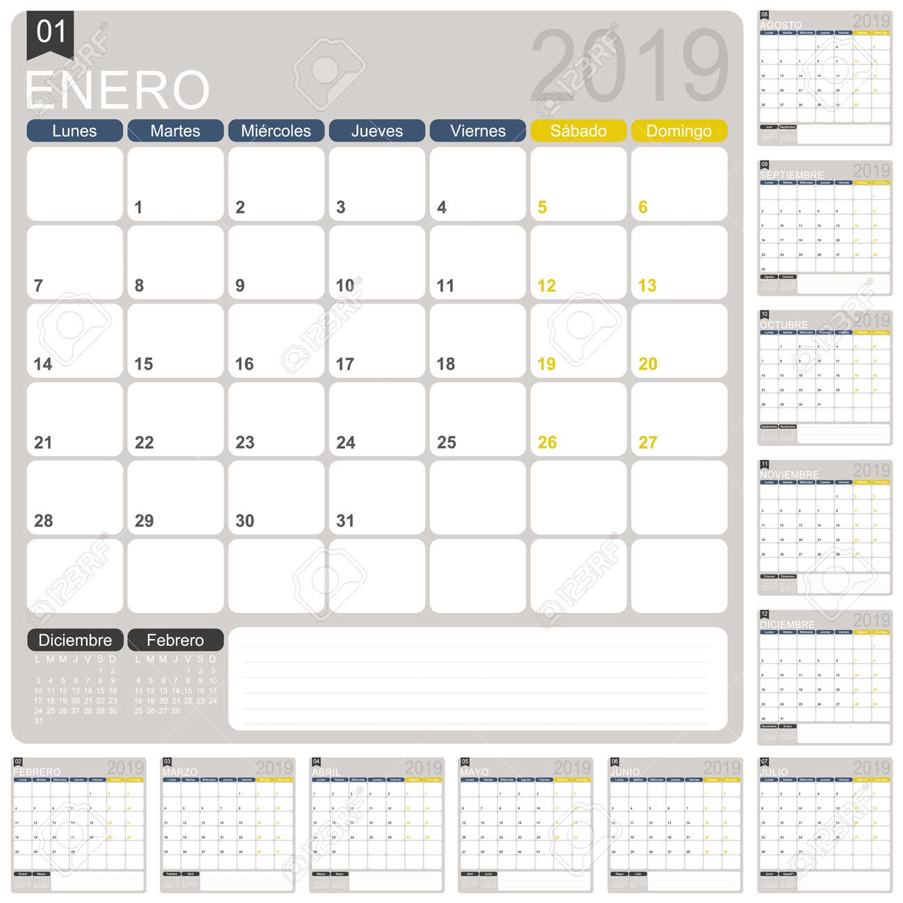 Blank Weekly Calendar Printable Spanish