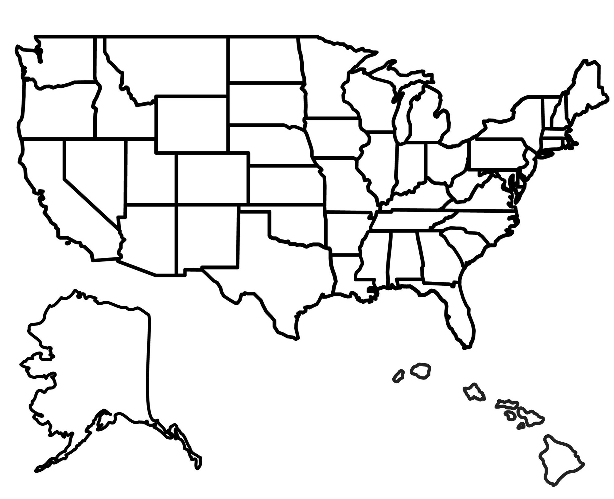Us States Blank Numbered Printable