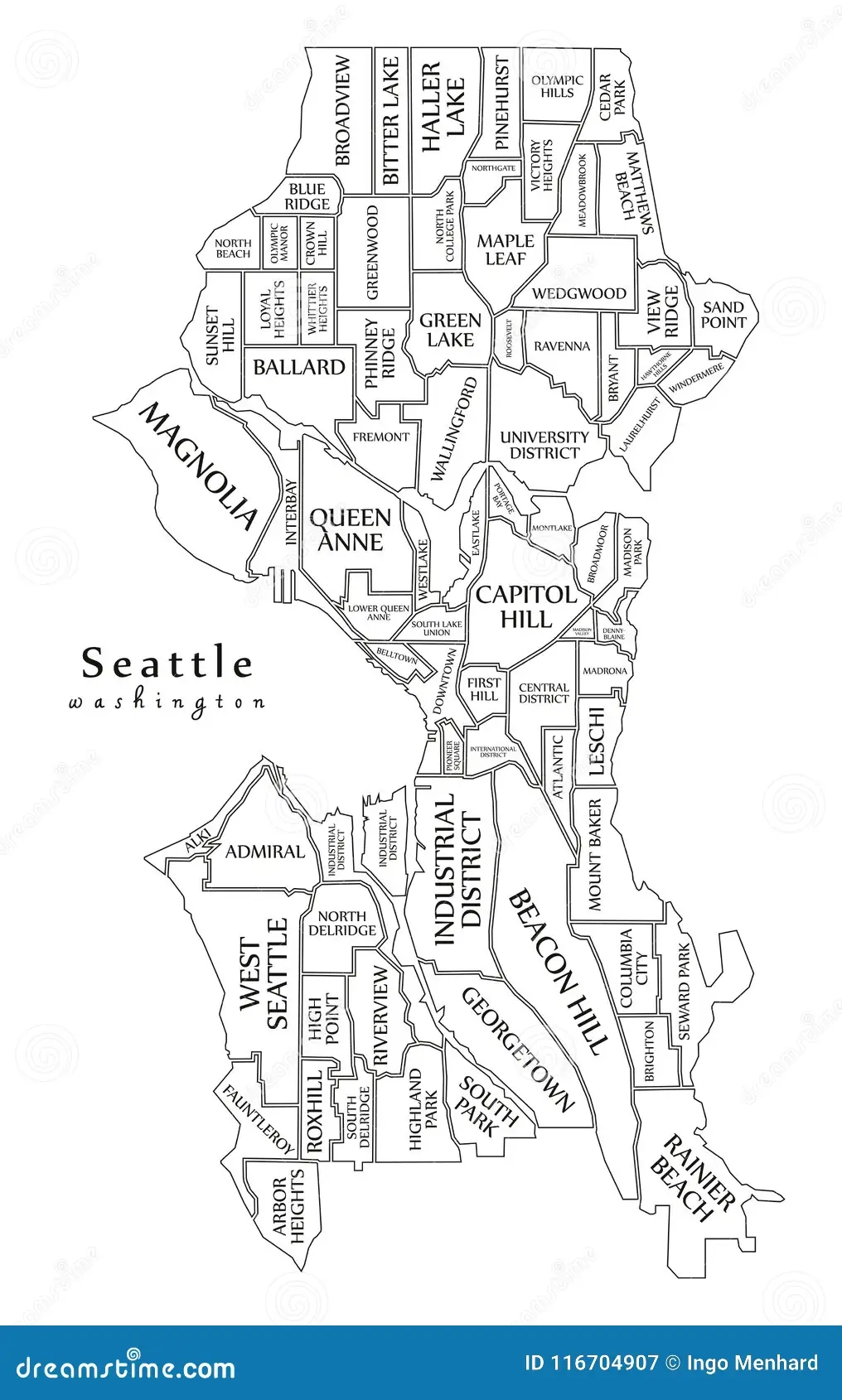 Seattle Blank Printable Map