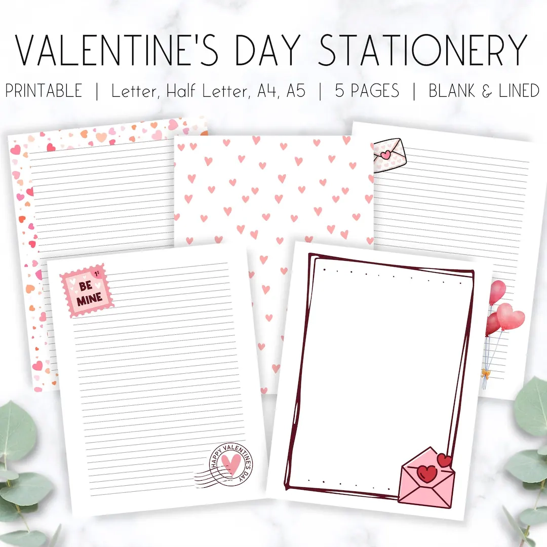 Stationery Paper And Envelopes Set Free Printable Valentine S Day 