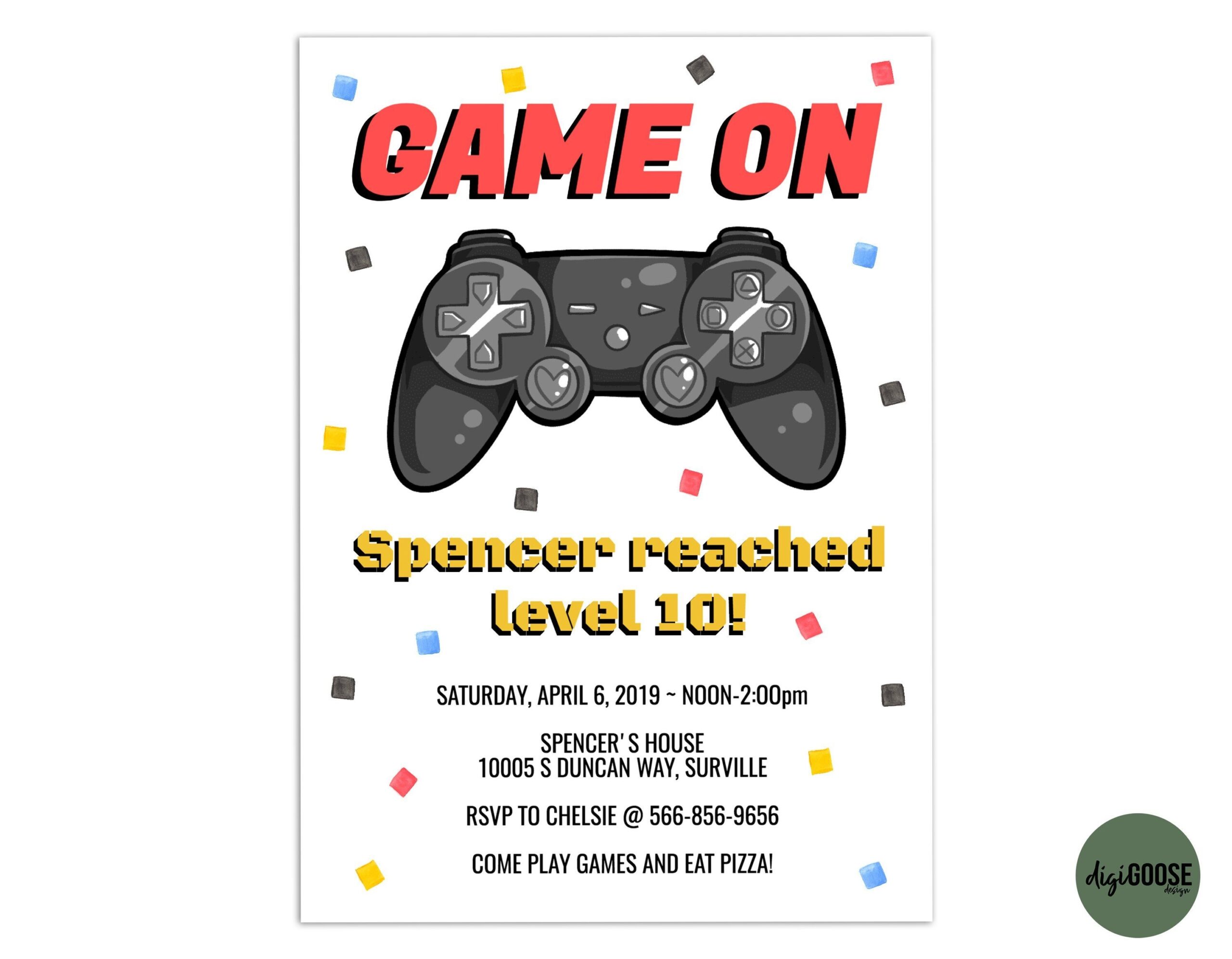 Stitch Birthday Invitation Gamer Birthday Party Invitation 