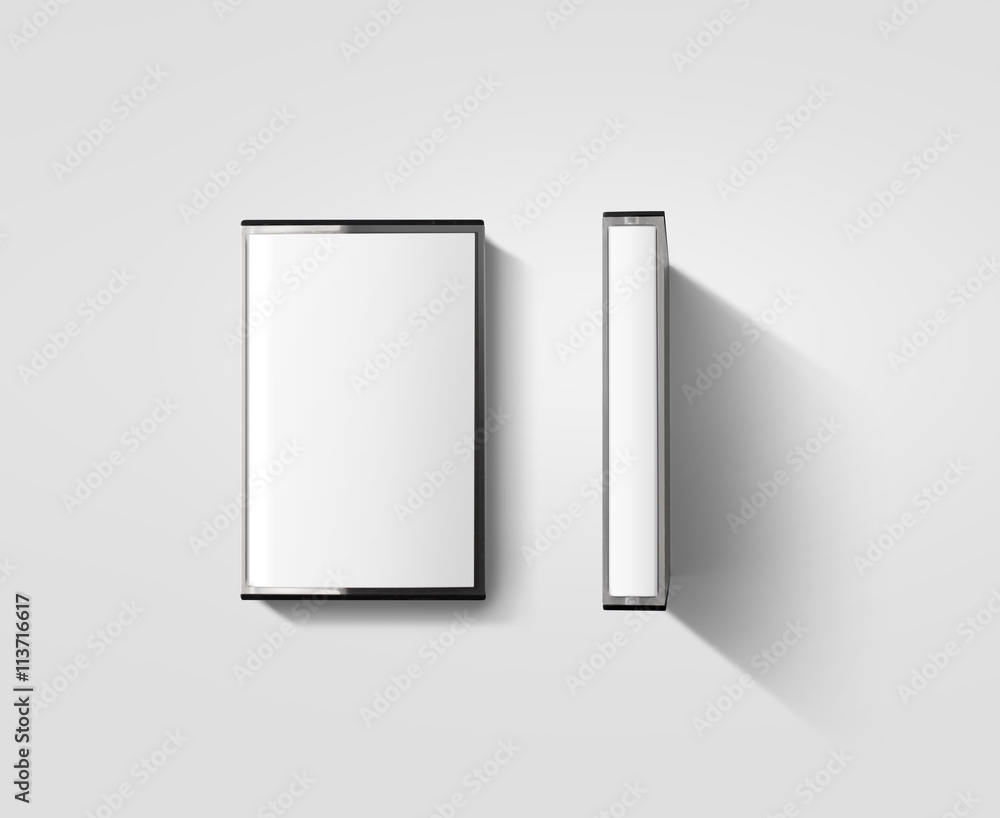 Stock Foto Blank Cassette Tape Box Design Mockup Isolated 