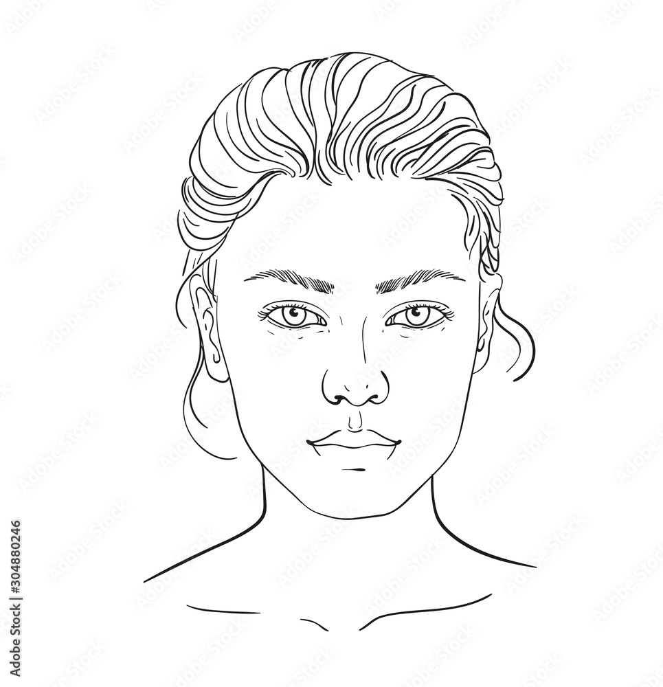 Stock Illustration Face Chart Makeup Artist Blank Template 