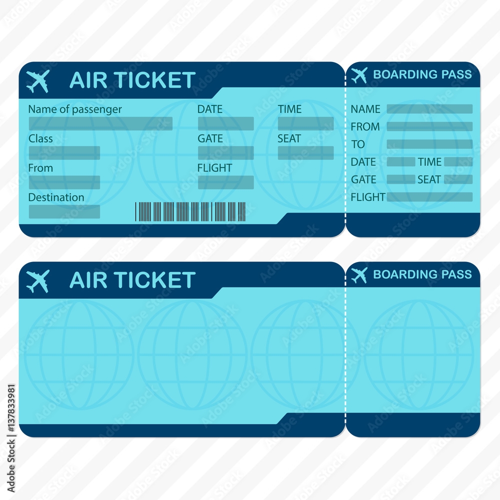 Stock Vektorgrafik Airline Or Plane Ticket Template Detailed 