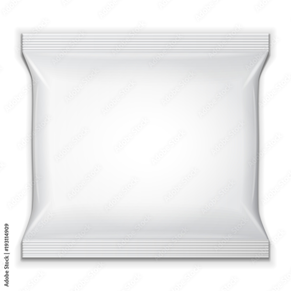 Stock Vektorgrafik Blank Foil Food Snack Sachet Bag Packaging For 