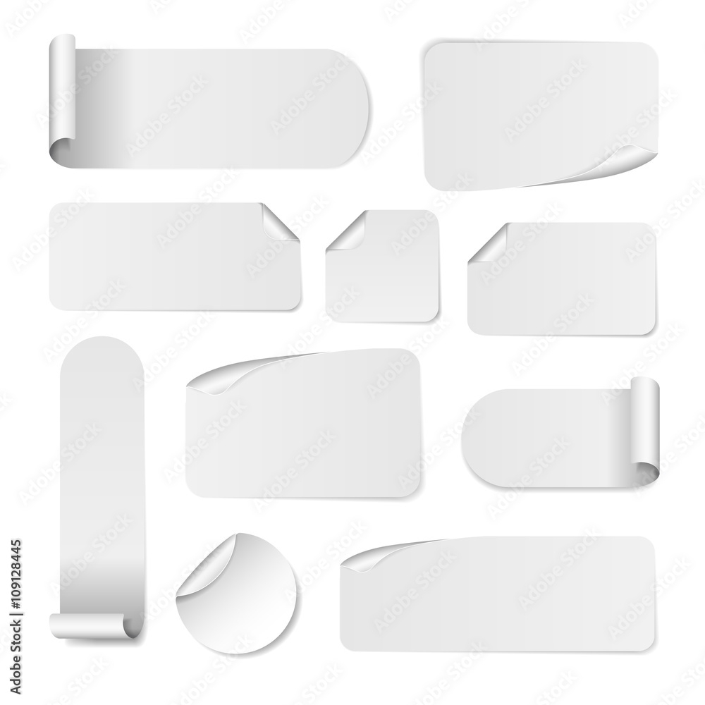 Stock Vektorgrafik Blank White Paper Stickers Isolated On White 