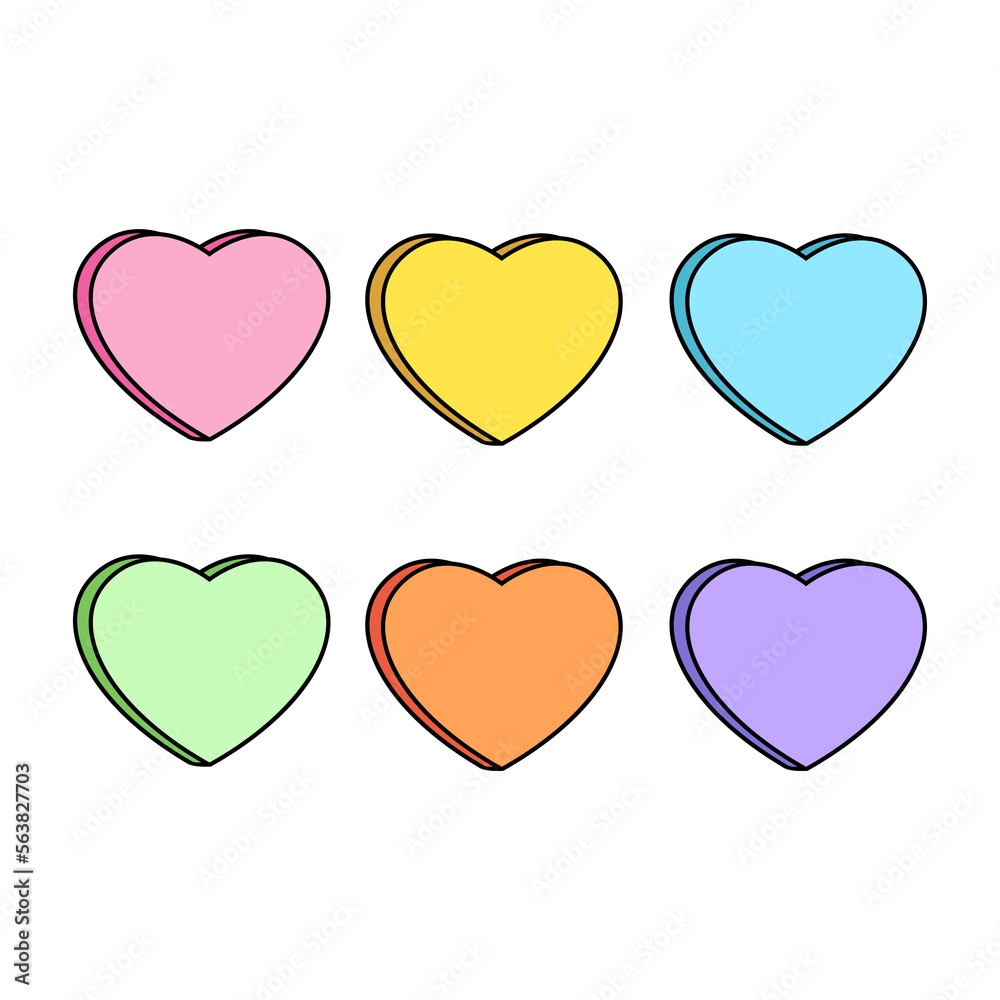Stock Vektorgrafik Conversation Hearts Valentines Day Rainbow 