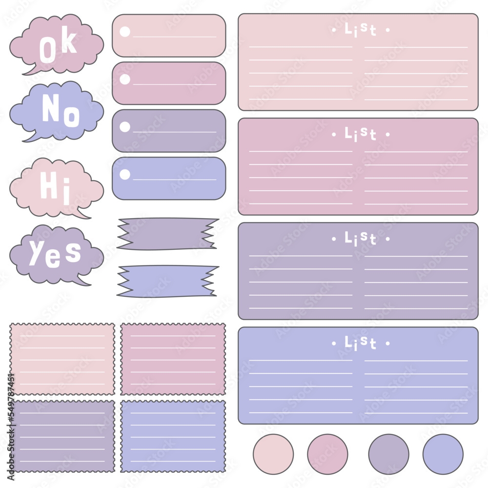 Stock Vektorgrafik Cute Blank Paper Notes Stationery Organizer 