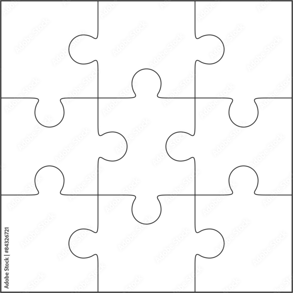 Stock Vektorgrafik Jigsaw Puzzle Blank Template 3x3 Adobe Stock