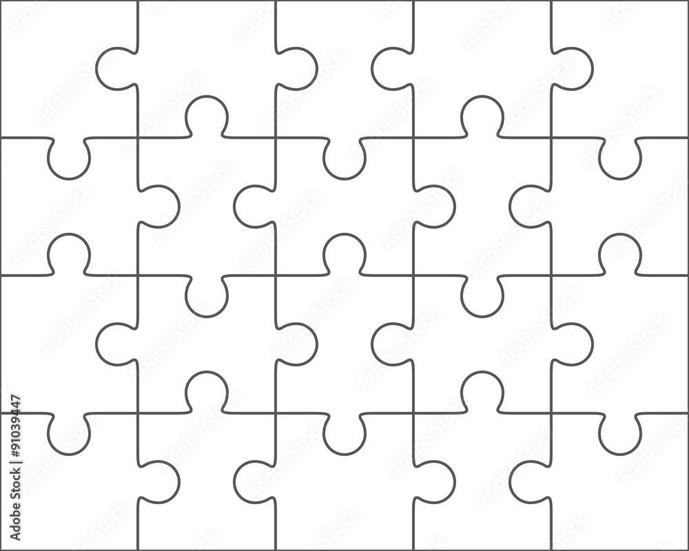 Stock Vektorgrafik Jigsaw Puzzle Blank Template 4x5 Twenty 
