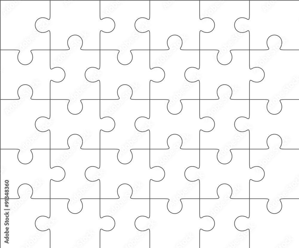 Stock Vektorgrafik Jigsaw Puzzle Blank Template 5x6 Thirty 
