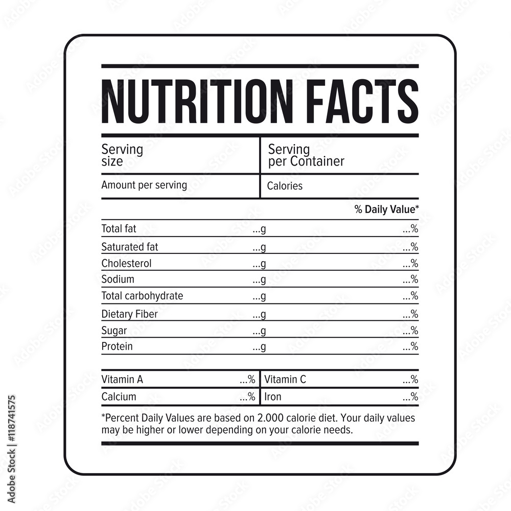 Stock Vektorgrafik Nutrition Facts Label Template Vector Adobe 