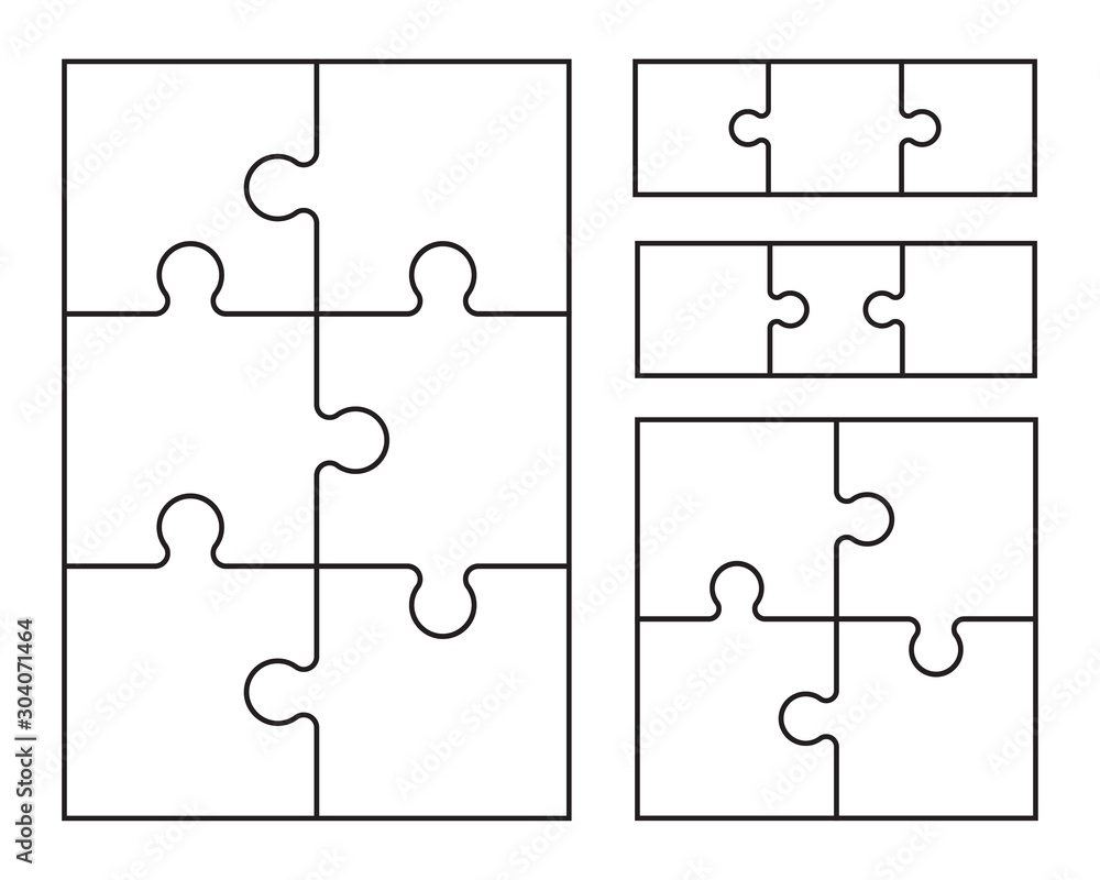 Stock Vektorgrafik Puzzles Grid Jigsaw Puzzle 6 4 And 3 Pieces 