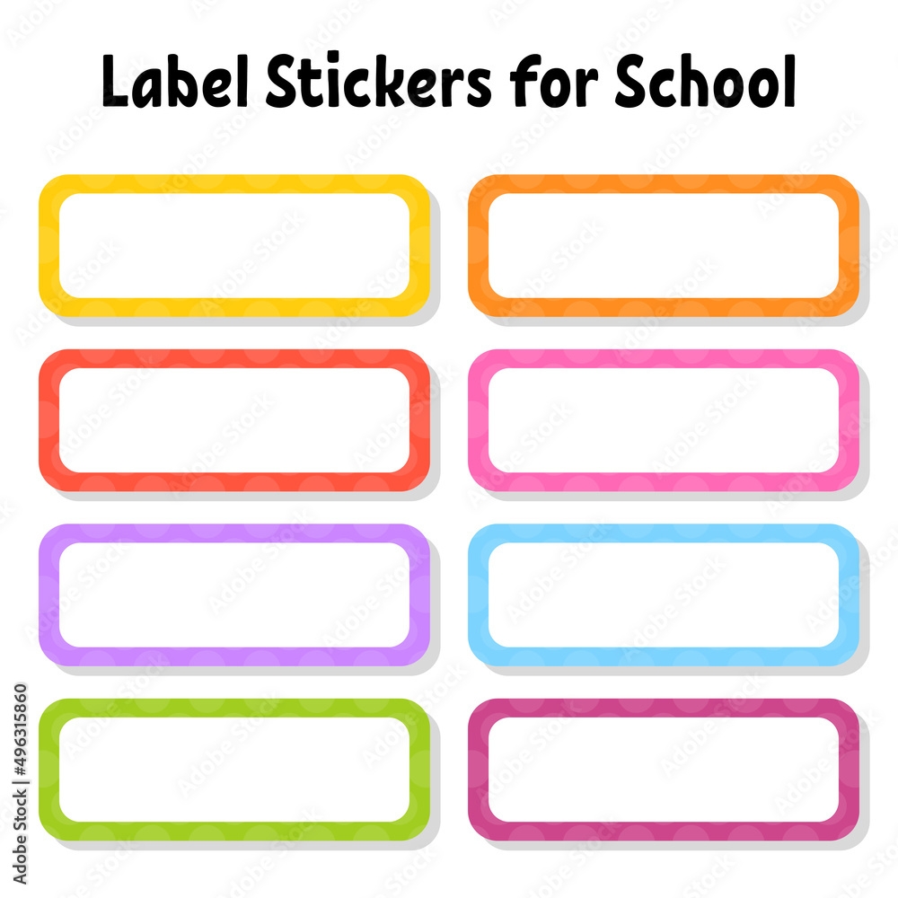 Stock Vektorgrafik Set Stickers For School Empty Template Name 
