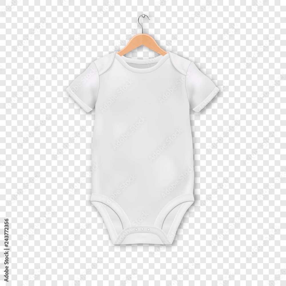 Stock Vektorgrafik Vector Realistic White Blank Baby Bodysuit 