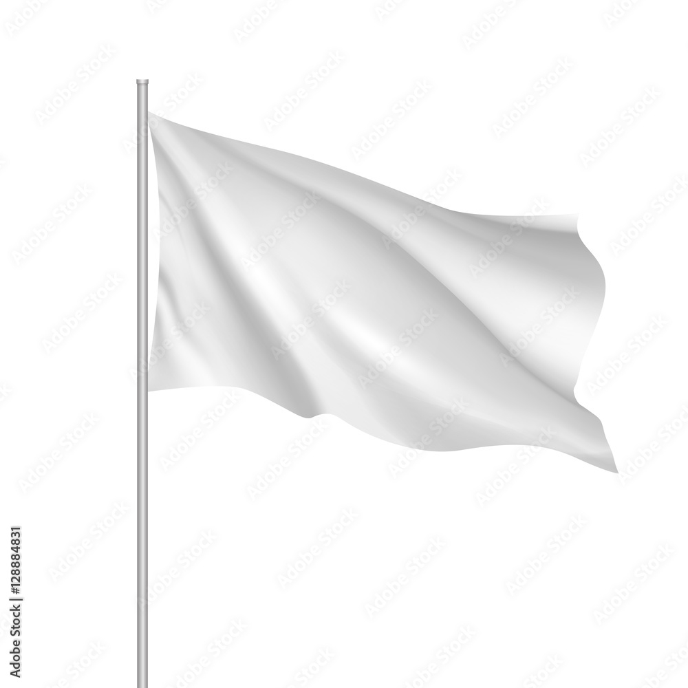 Stock Vektorgrafik White Waving Flag Template Clean Horizontal 