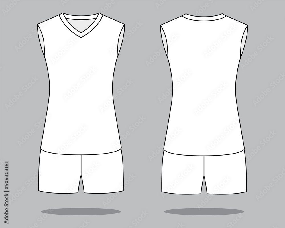 Stock Vektorgrafik Women s Blank White Sleeveless Volleyball 