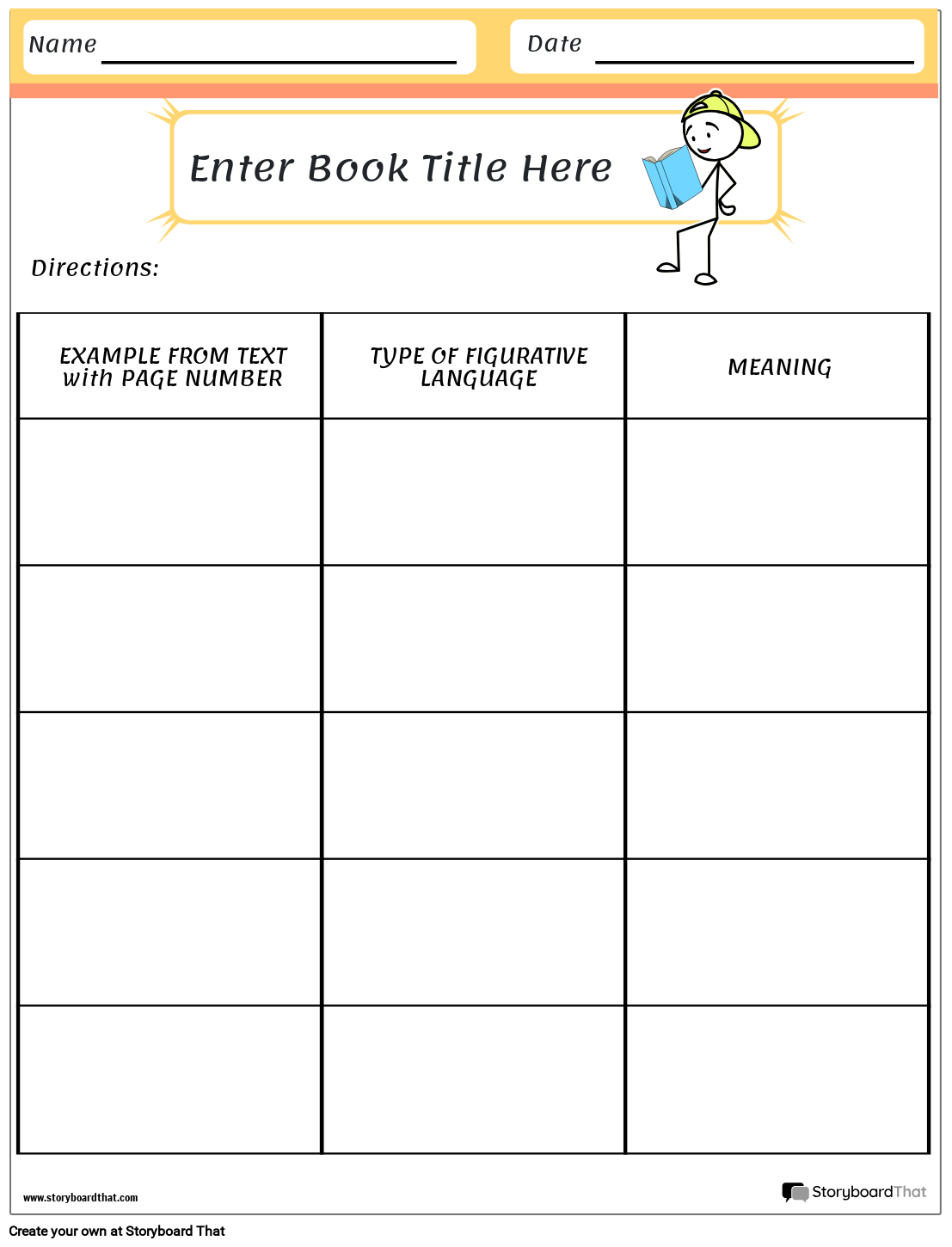 Storyboard That Free Figurative Language Worksheets