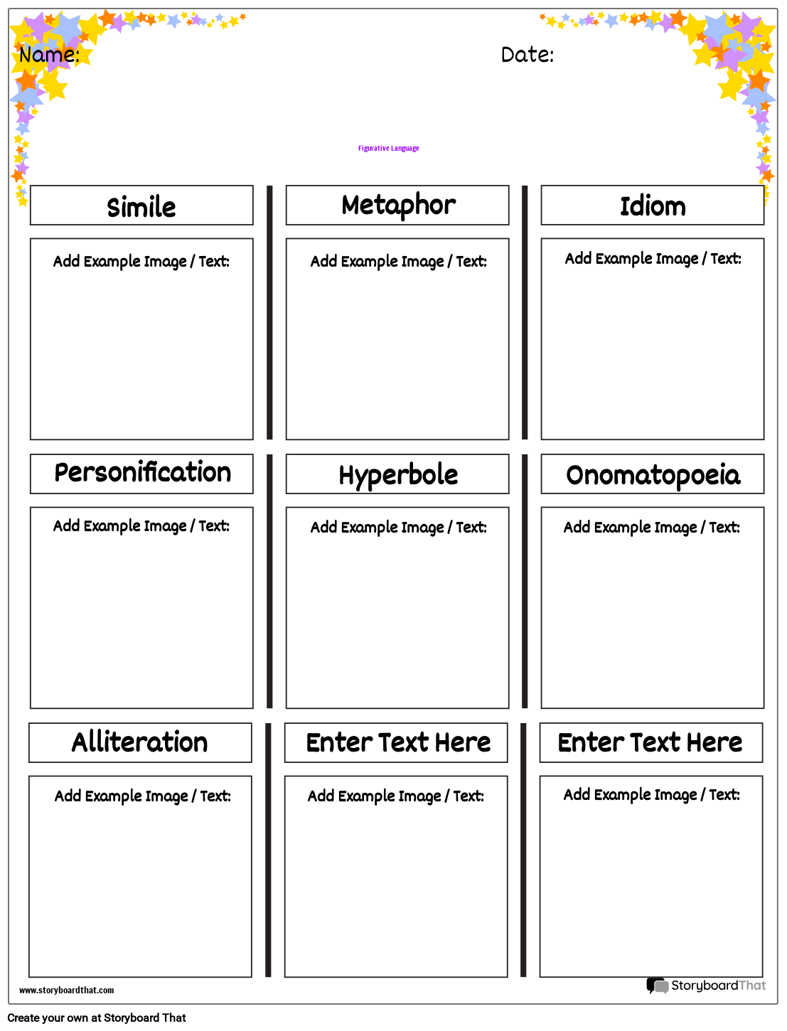 Storyboard That Free Figurative Language Worksheets