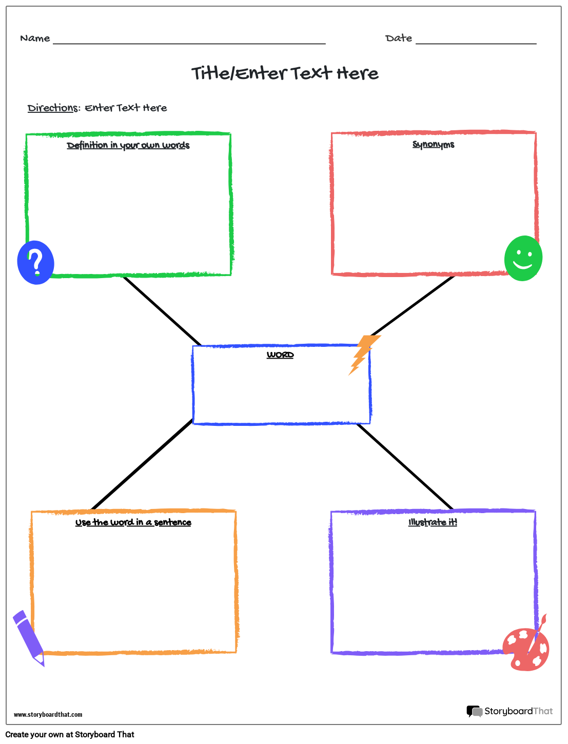 Storyboard That Free Vocabulary Worksheet Templates