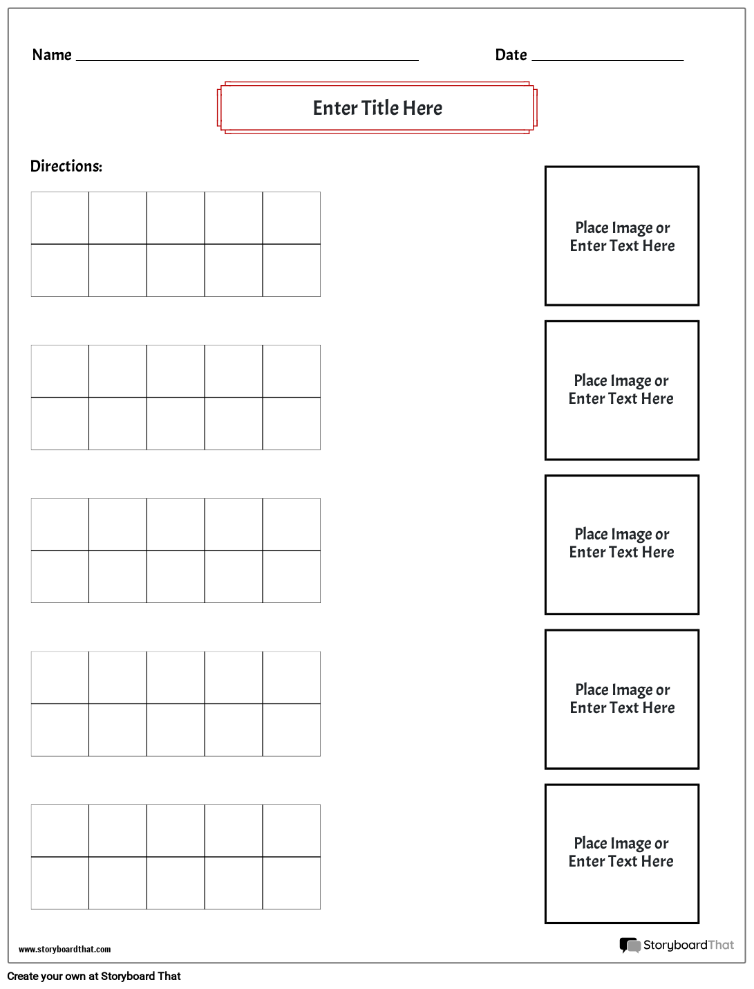 Storyboard That Matching Worksheet Templates For Educators