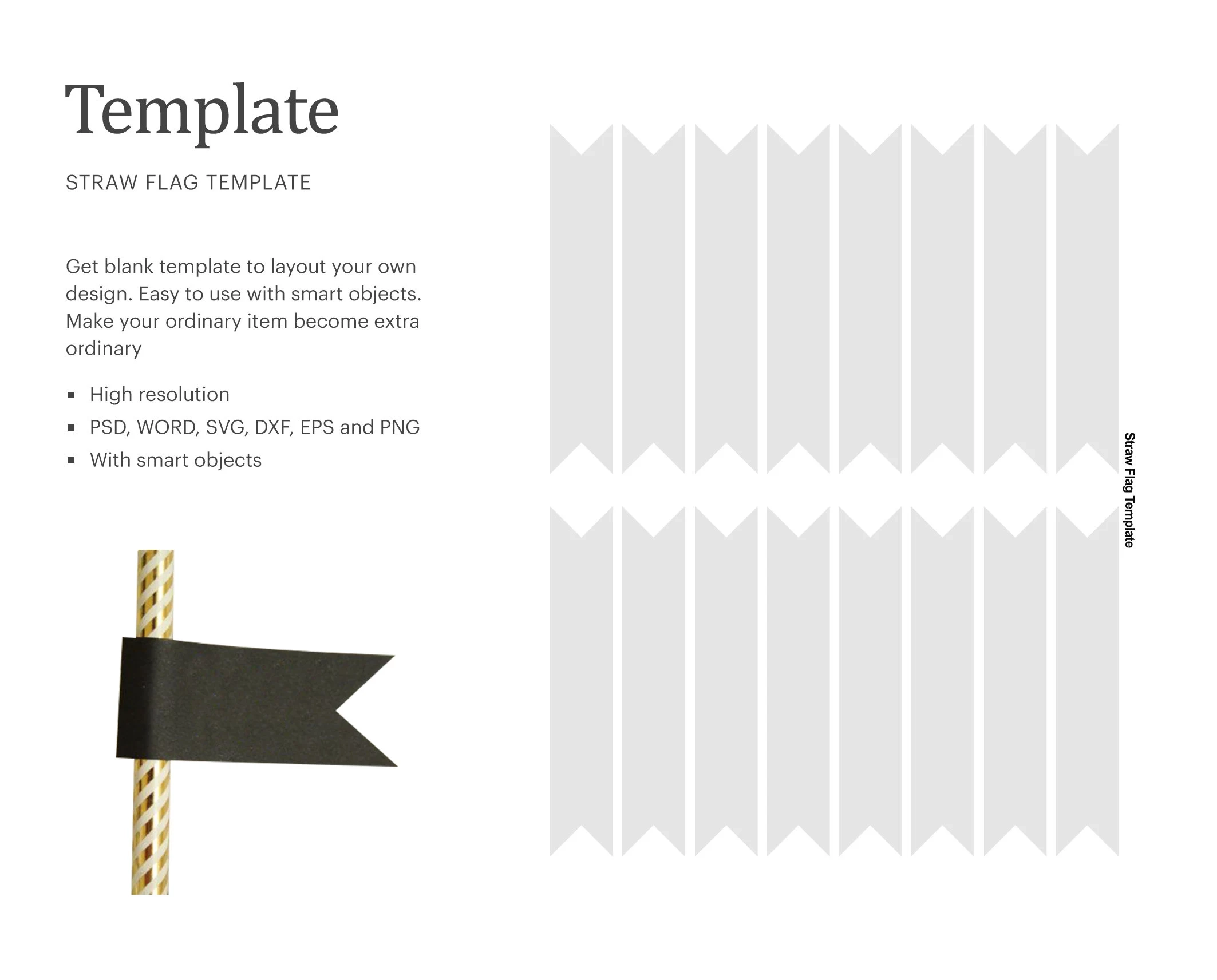 Straw Flag Blank Template Drinking Straw Flag Template Party 