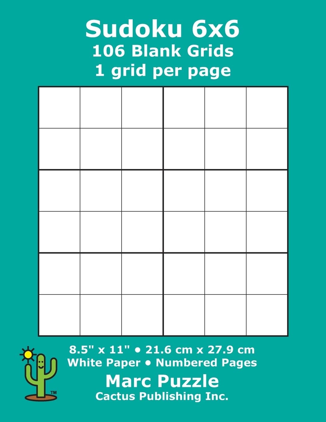 Sudoku 6x6 106 Blank Grids 1 Grid Per Page 8 5 X 11 216 X 279 Mm White Paper Page Numbers Number Place Su Doku Nanpure 6 X 6 Puzzle 