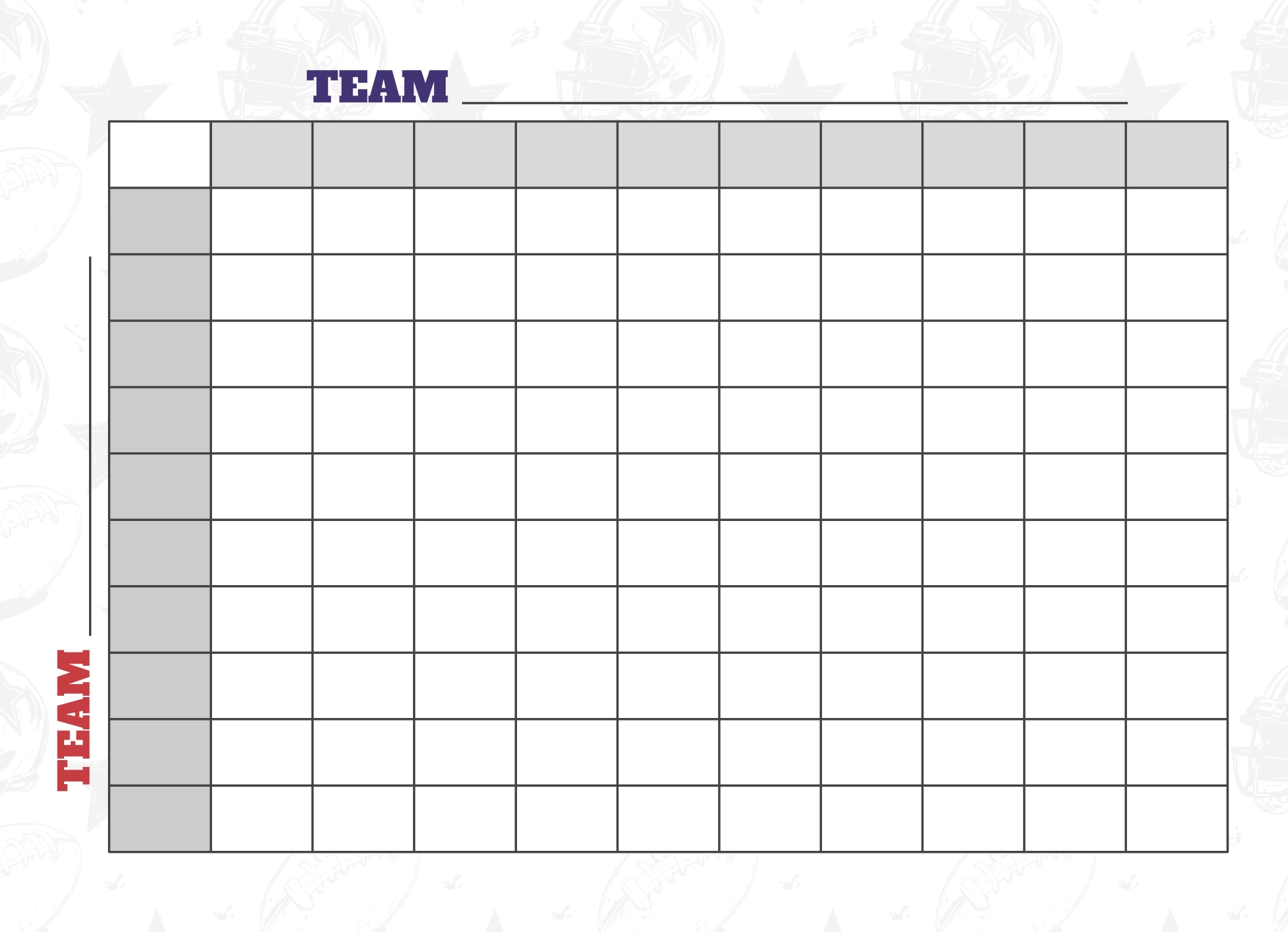 Super Bowl Grid Printable Blank