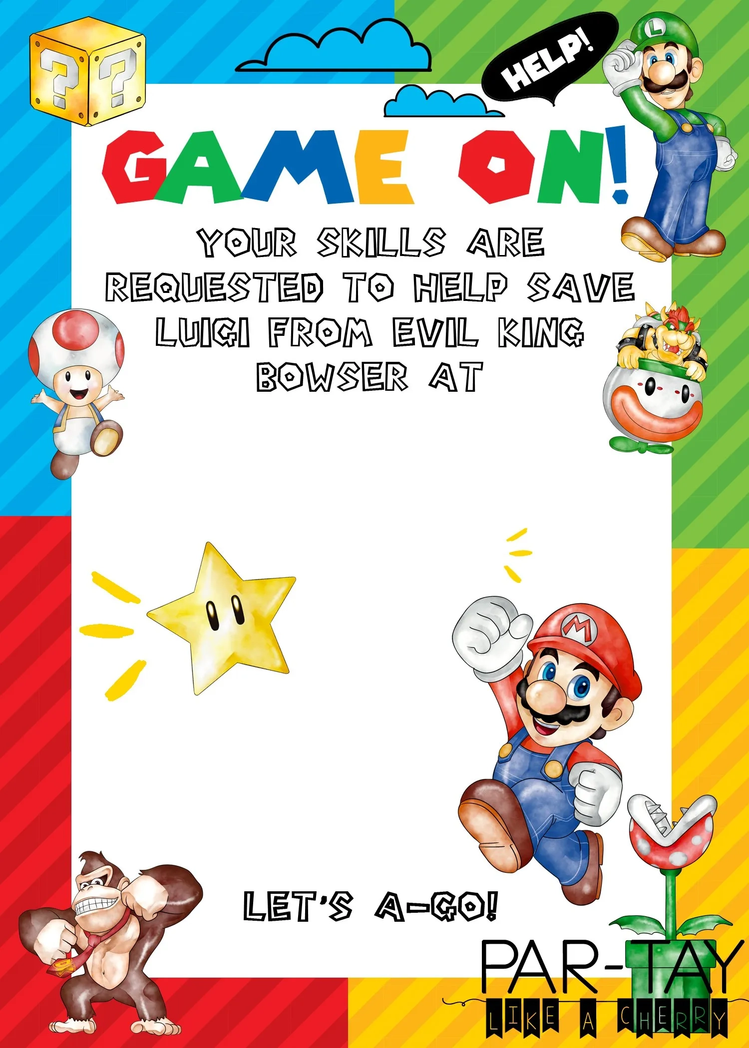 Blank Bowser Invitation Printable