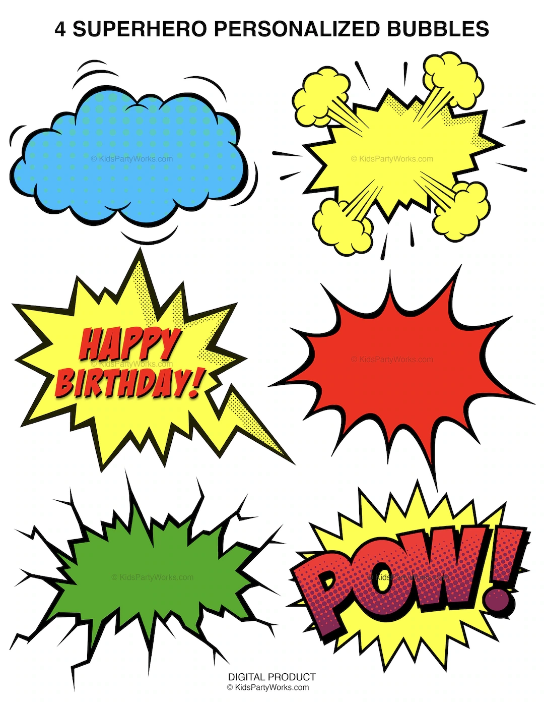 Superhero Comic Bubbles Speech Bubbles Superhero Birthday 