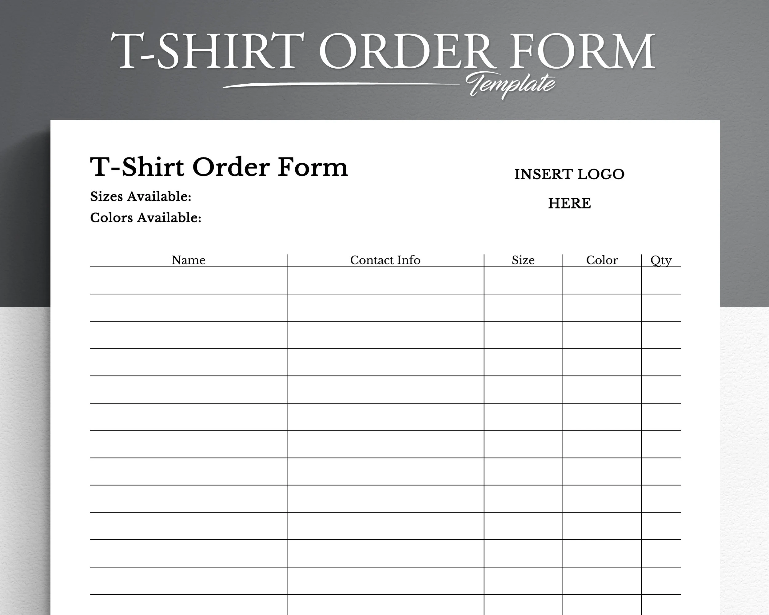 T Shirt Order Form Template Personalisierbar F r Google Docs Word 