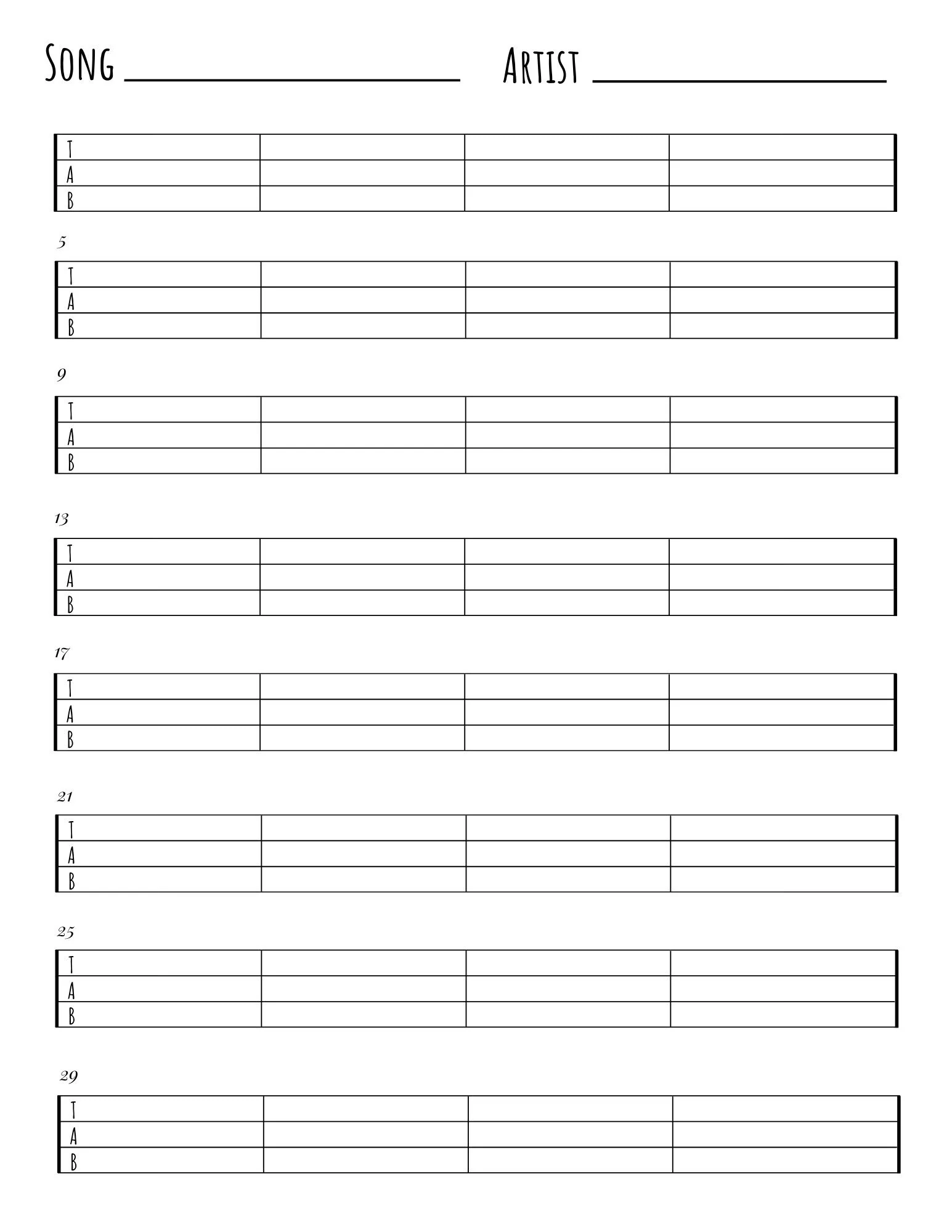 Tabulatur F r E Bass Tabulatur Zum Ausdrucken Instant Download 