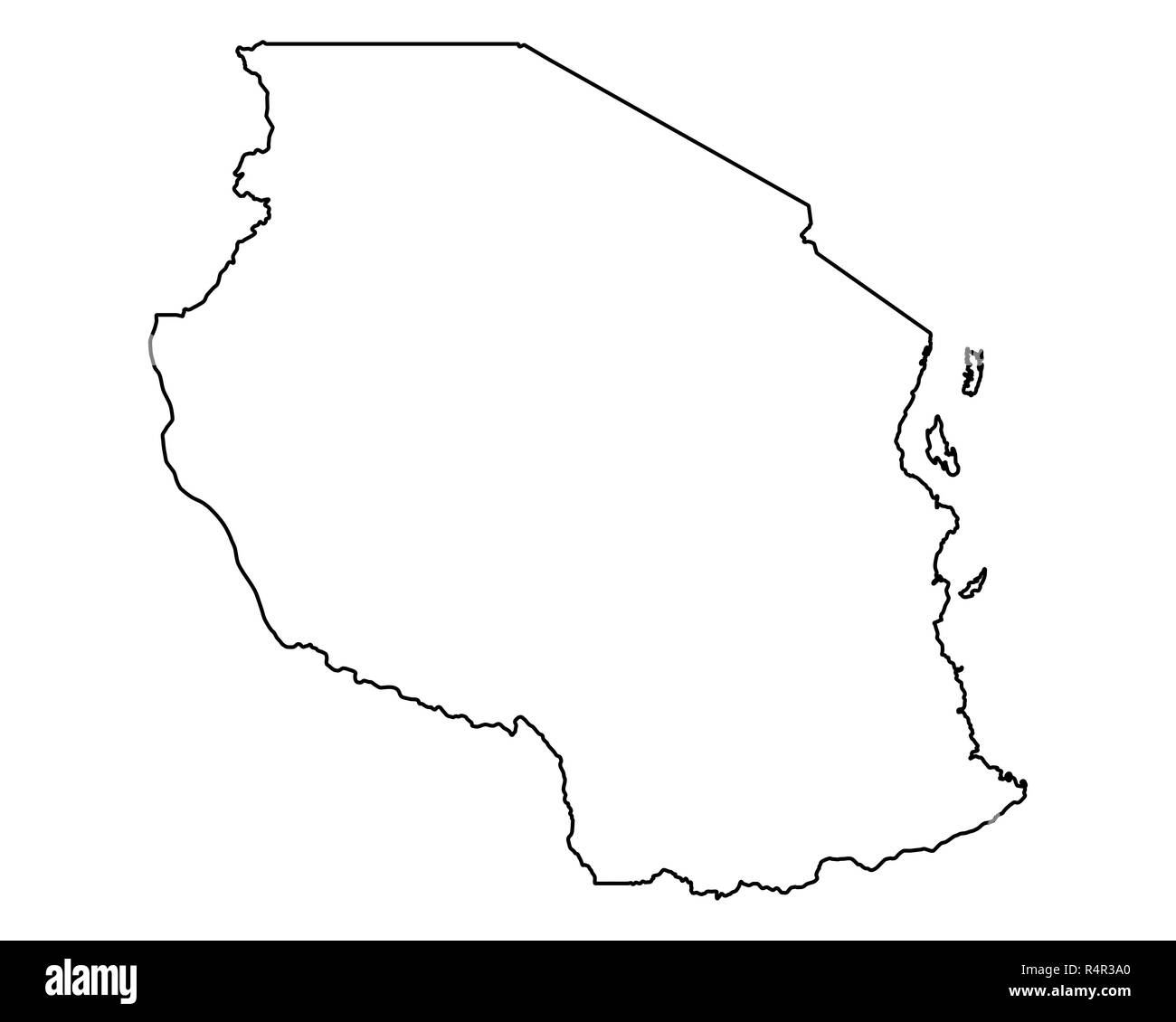 Tanzania Map Schwarzwei Stockfotos Und bilder Alamy