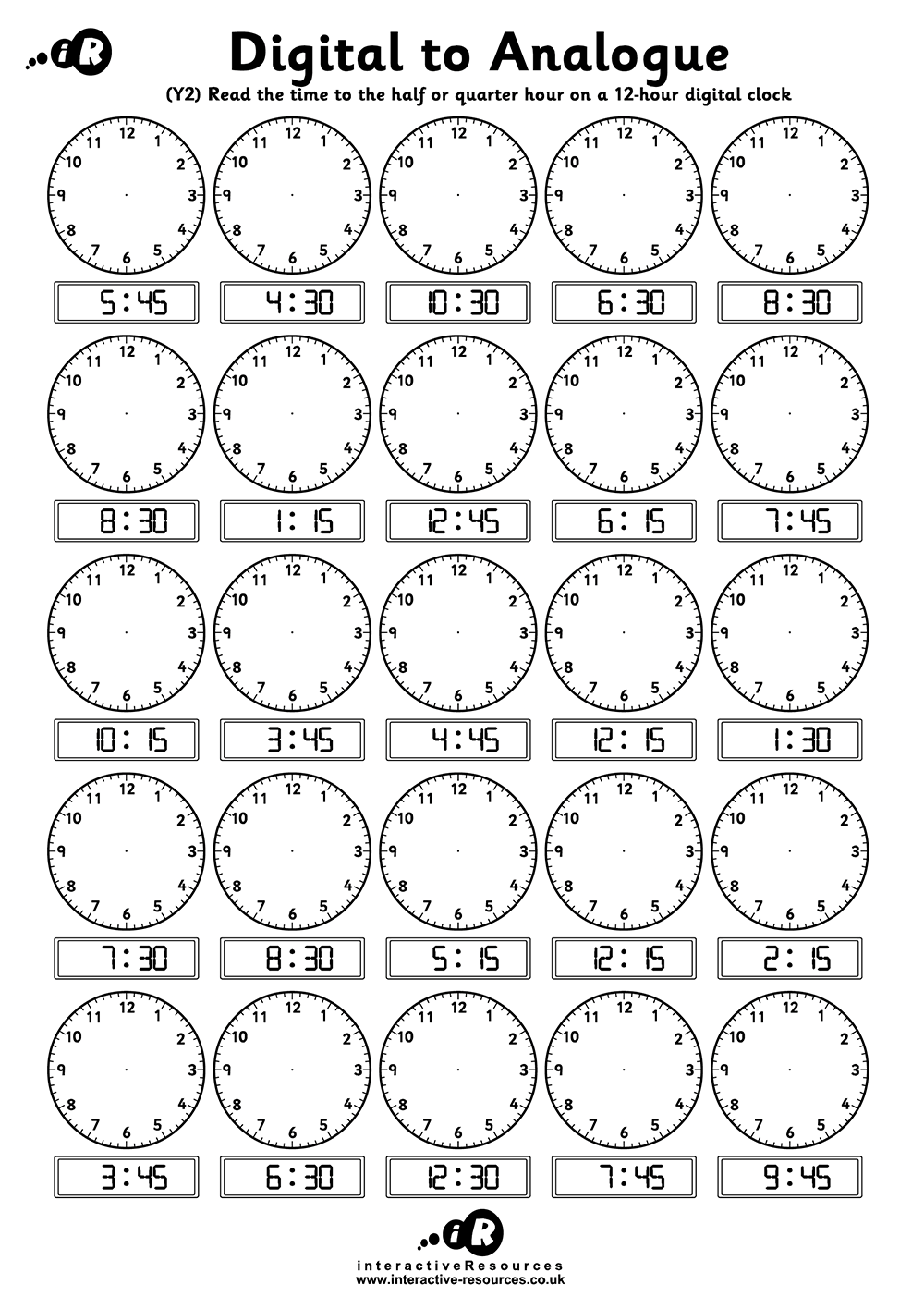 Blank Clock Worksheets Free Printable