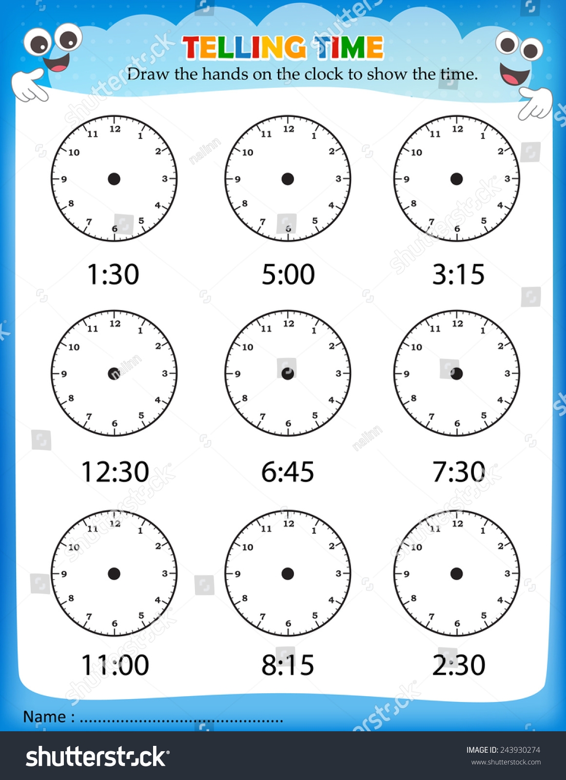 Telling Time On A Clock Time On A Clock Face Segmented Blank 