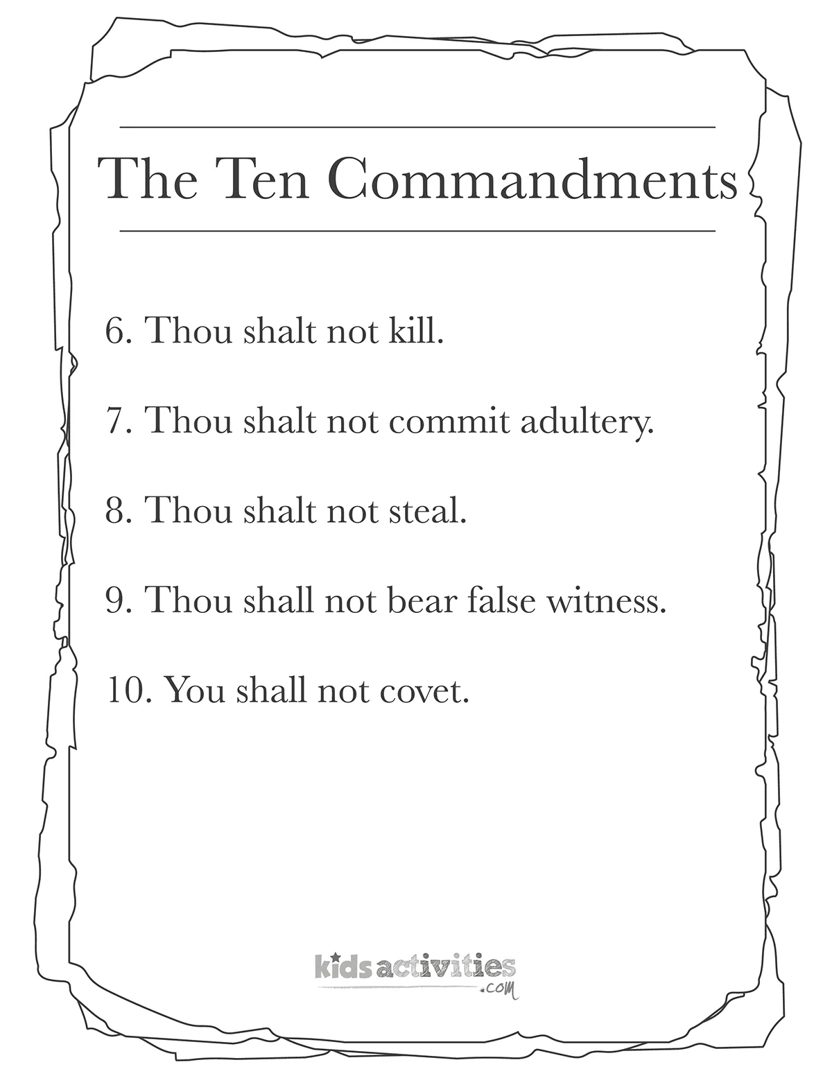 Printable Blank Ten Commandments Template